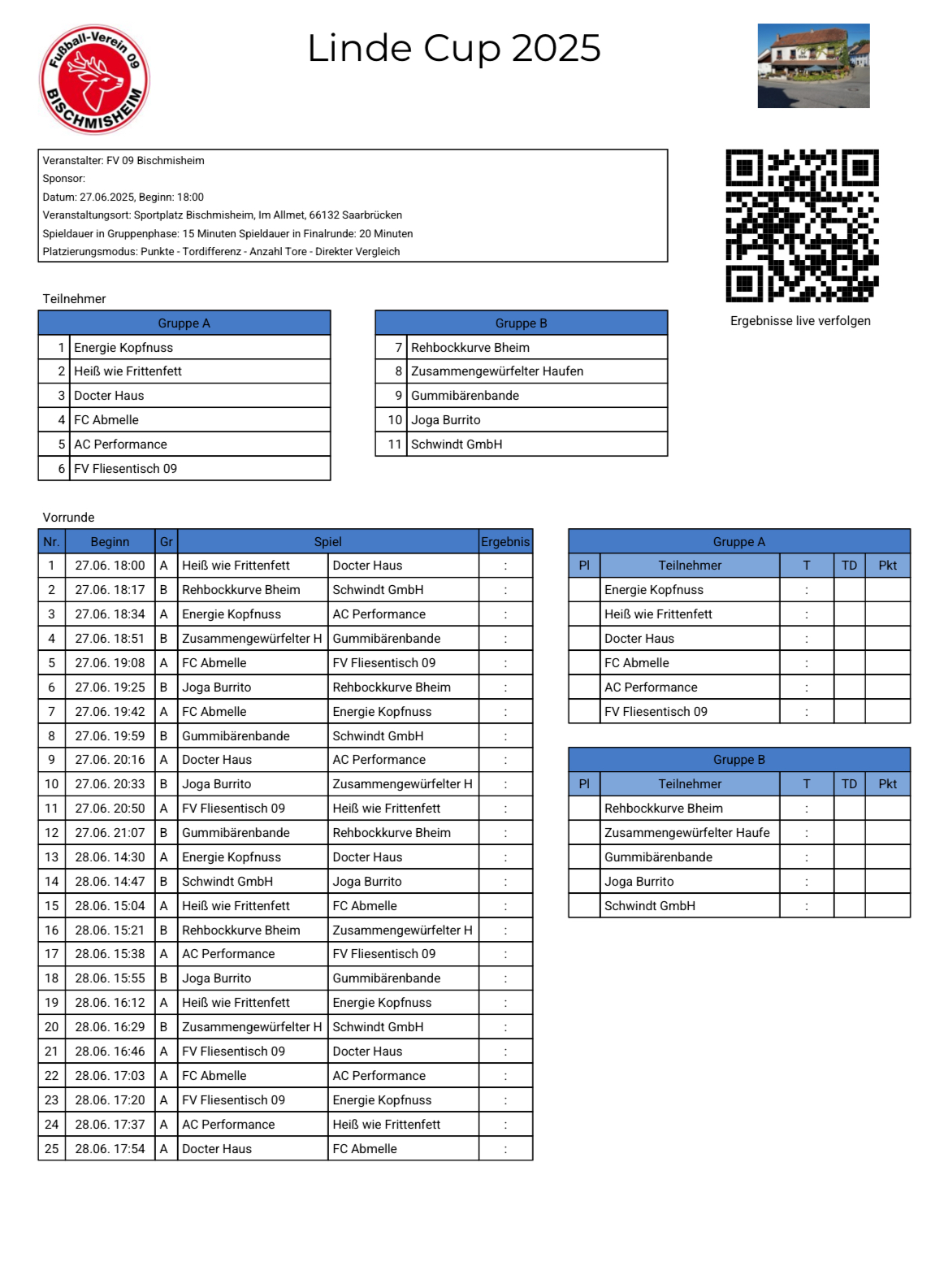 Spielplan Freitag